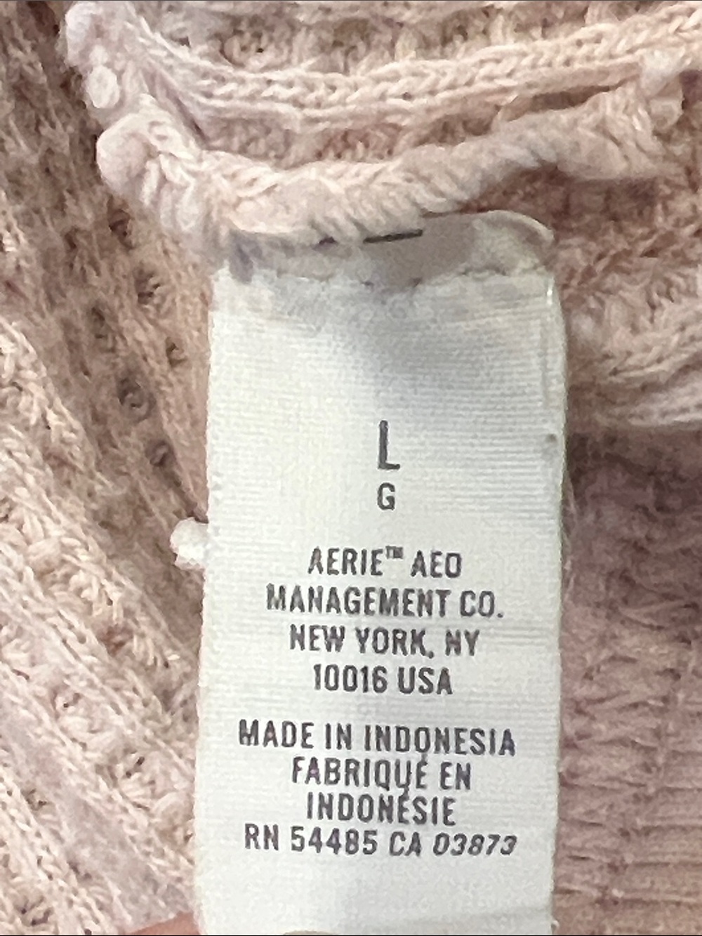 Aerie Light Pink Waffle Crewneck Oversized Sweater Size Large - Picture 7 of 10